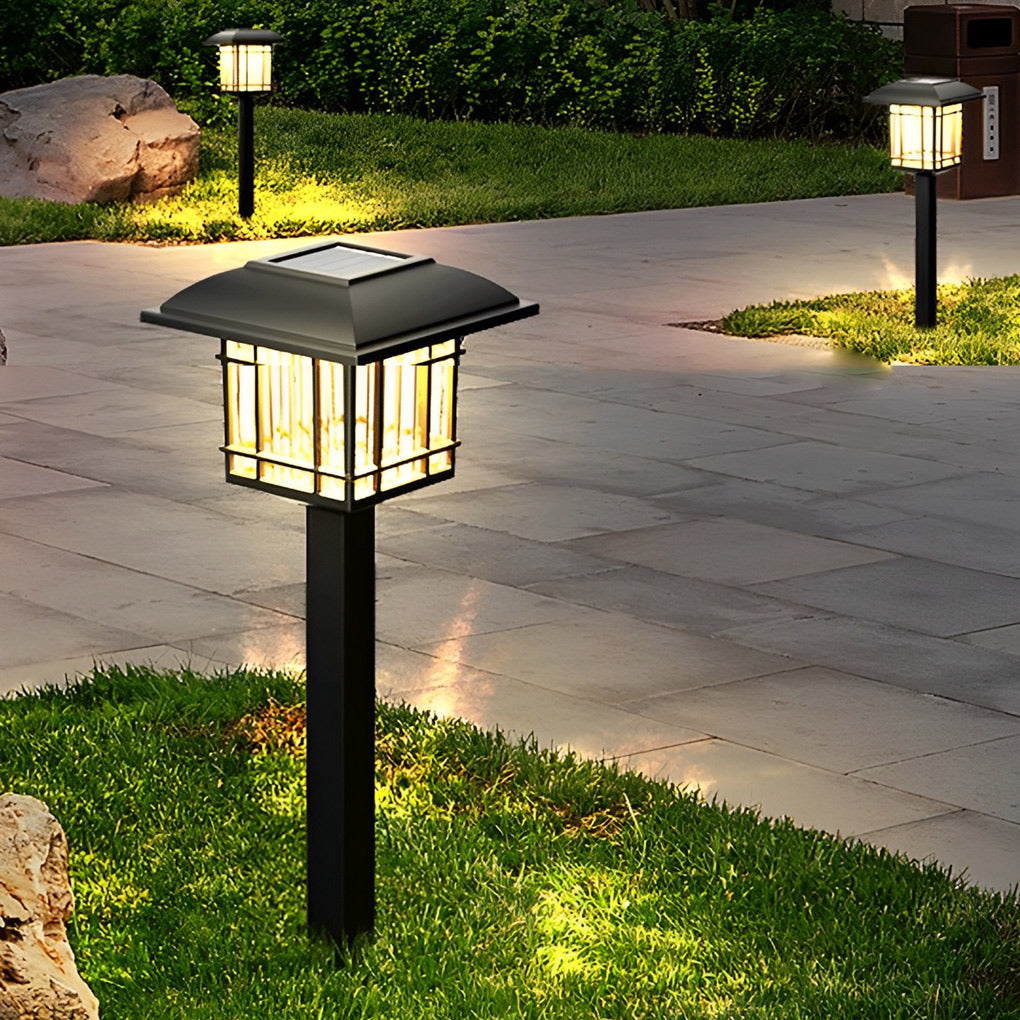 Waterproof Vintage-Modern Solar Square Lawn Lights - Durable Outdoor Illumination