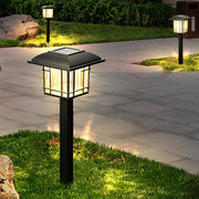 Vintage-Modern Square Solar Path Lights, 2-Pack — Black ABS, LED 0.2W, IP44, 6–10 Hr Runtime