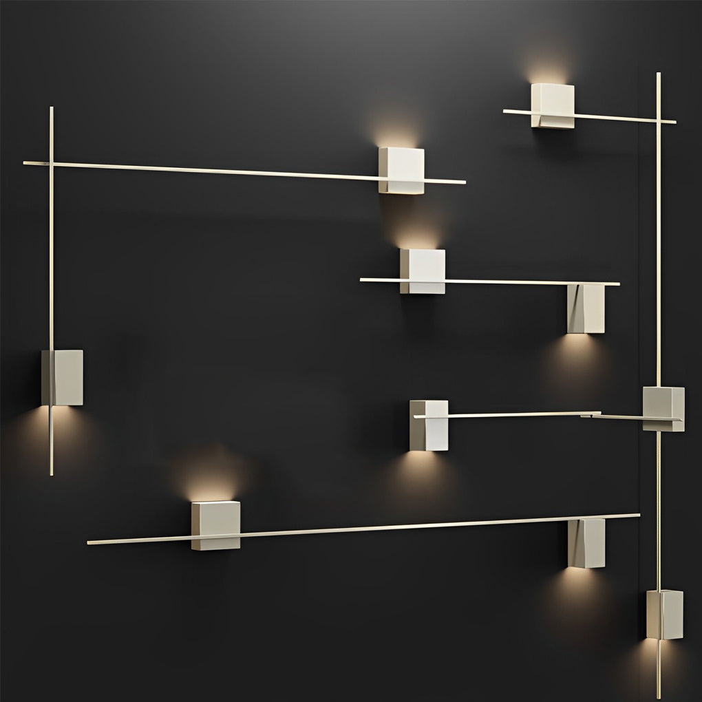 Square Strip Linear Wall Sconce — Iron, LED 10W, Three-Step Dimming (3000K/4500K/6000K), Black or White