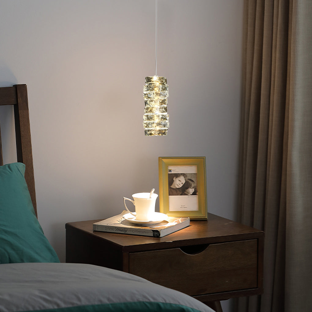 Postmodern Crystal and Metal Mini Pendant — Chrome or Gold, Three-Step LED Dimming, 4W–18W