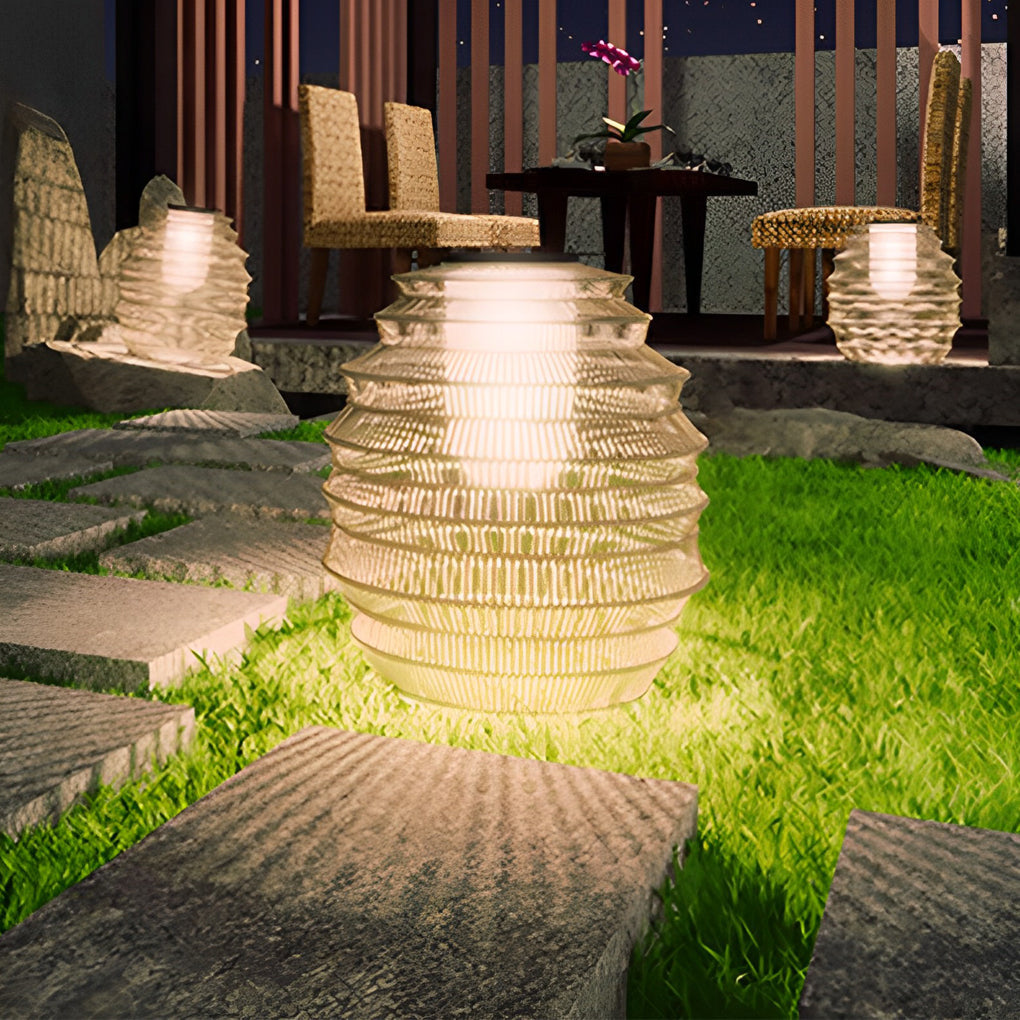 Handwoven Rattan Solar Outdoor Lantern — Stainless Steel, LED, IP54 Waterproof, Multiple Sizes