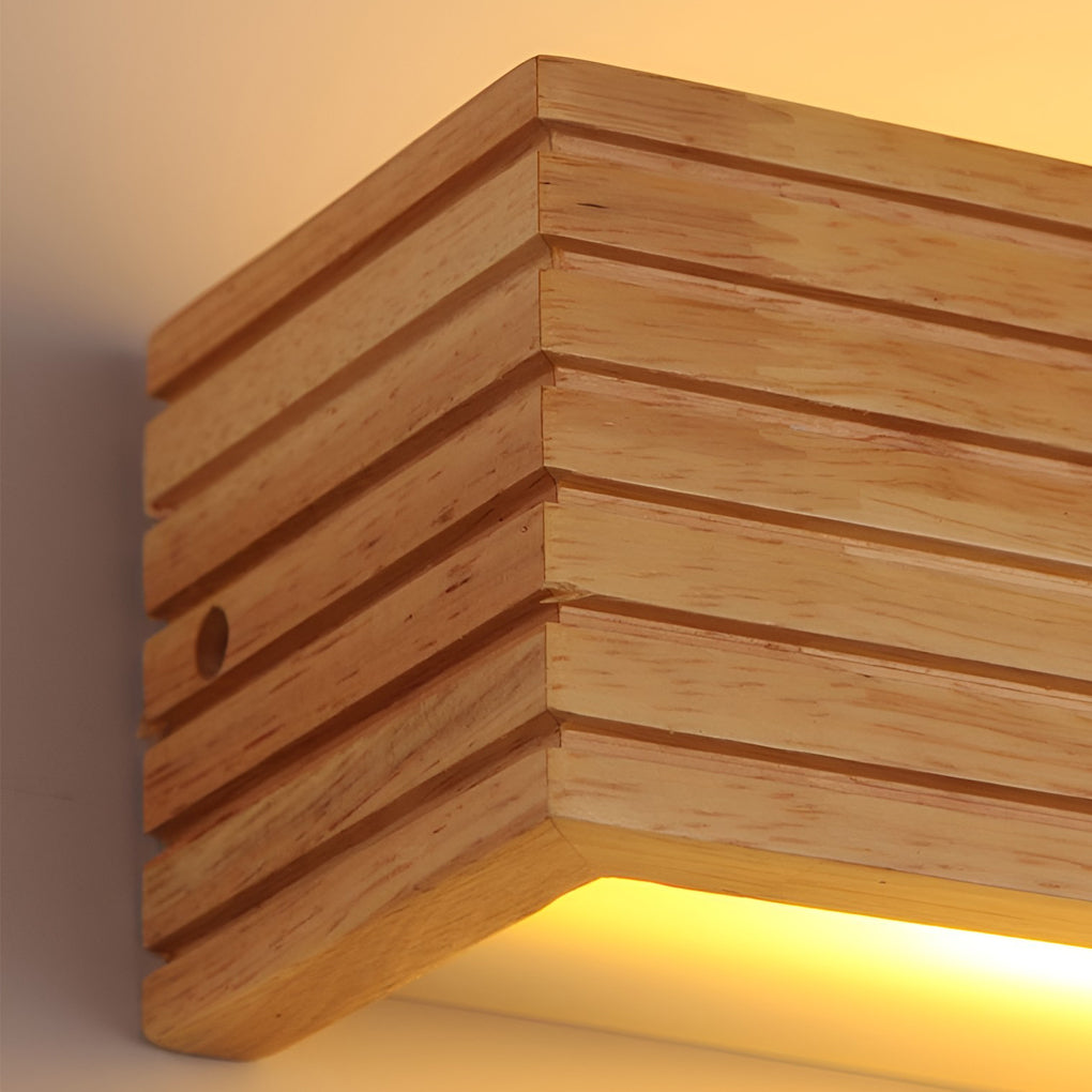 Rectangular Wood and Acrylic Wall Sconce — LED, Waterproof, 14"/18"/22" Sizes