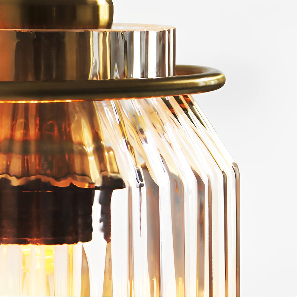 Round Funnel Wavy Glass Wall Sconce — Gold Metal, E27 LED 5W, Hardwired, 4.7" × 11.8"