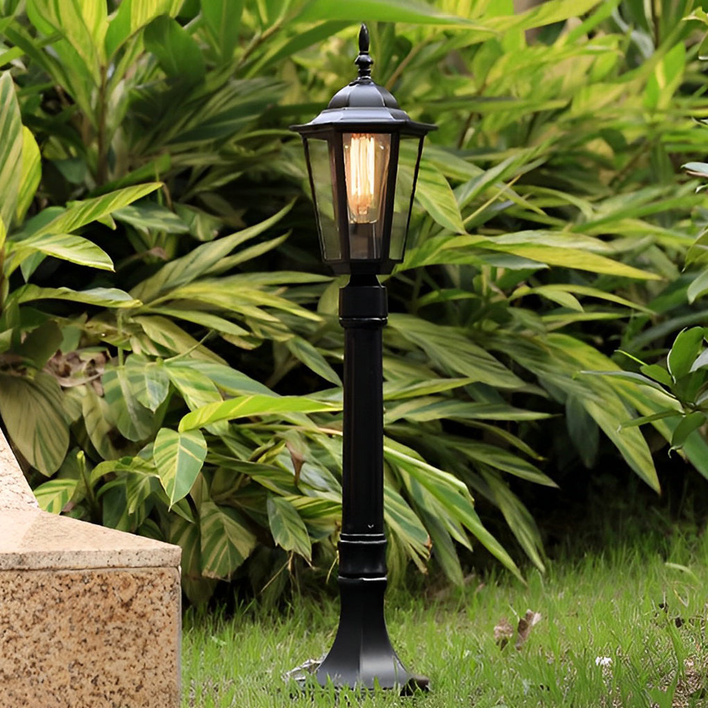Traditional Black Outdoor Post Light — Die-Cast Aluminum and Glass, E27, Waterproof, 31" H