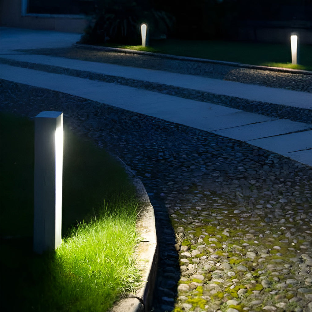 Industrial Rectangular LED Bollard Path Light — Black Iron & Glass, 5W, IP54 Weatherproof, 23.6" H