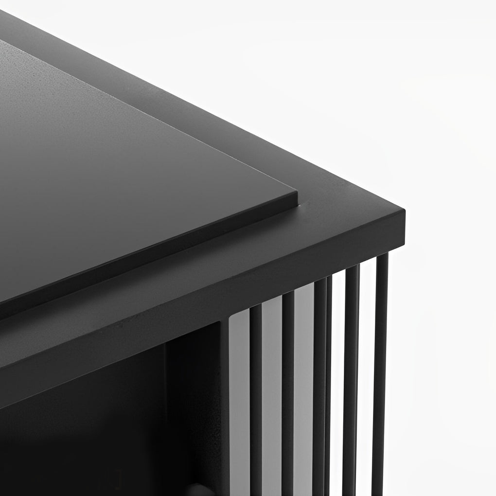 Modern Black Solar / Hardwired Post Cap Light — Stainless Steel, LED Mountain Scenery, IP65, 3000K Warm White