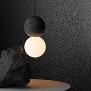 Modern Minimalist Cement Pendant Light or Wall Sconce — Black & White, LED, 4.7" Diameter