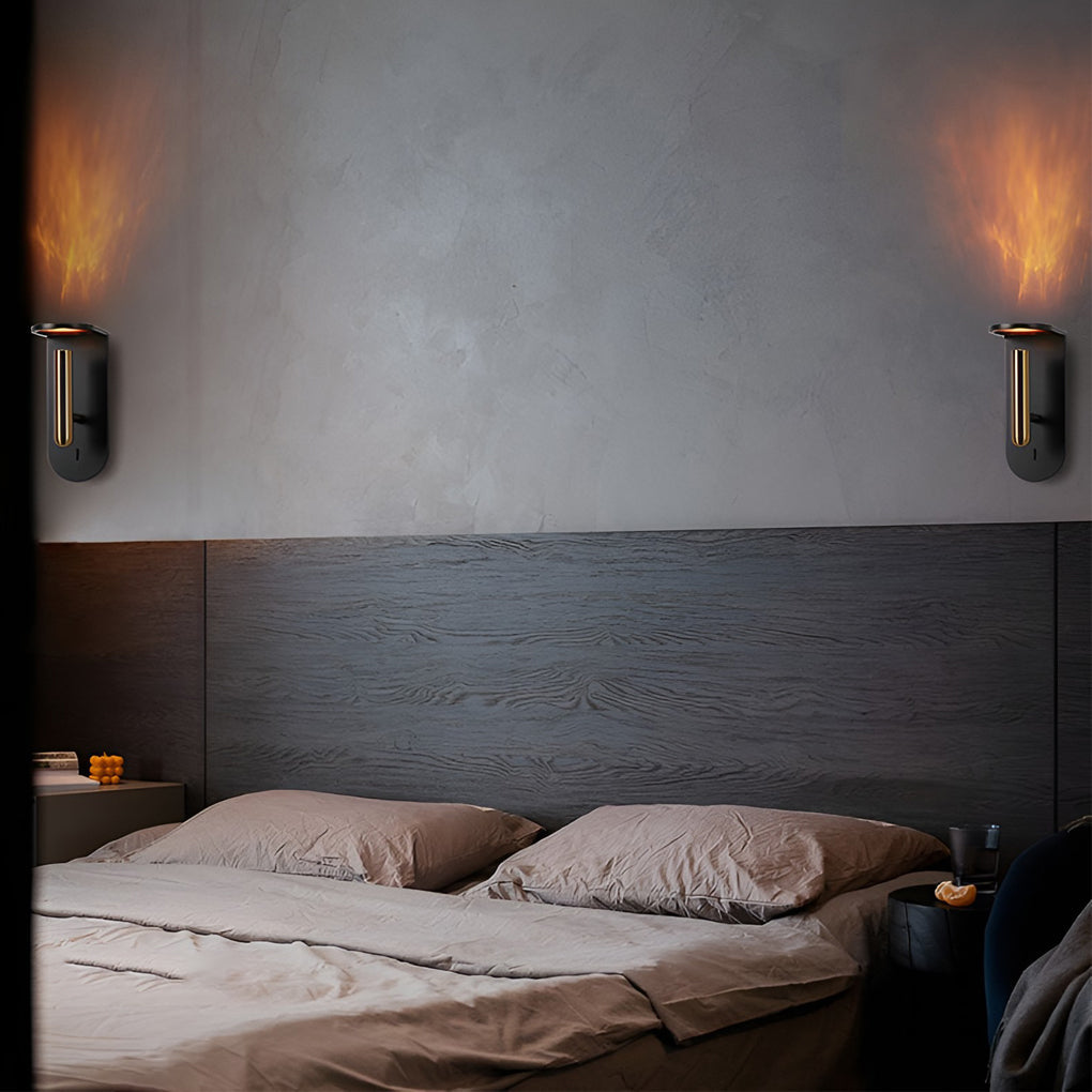 Flame Effect Uplight Wall Sconce — Aluminum & Acrylic, 3W LED, 350° Adjustable, 3000K/4000K