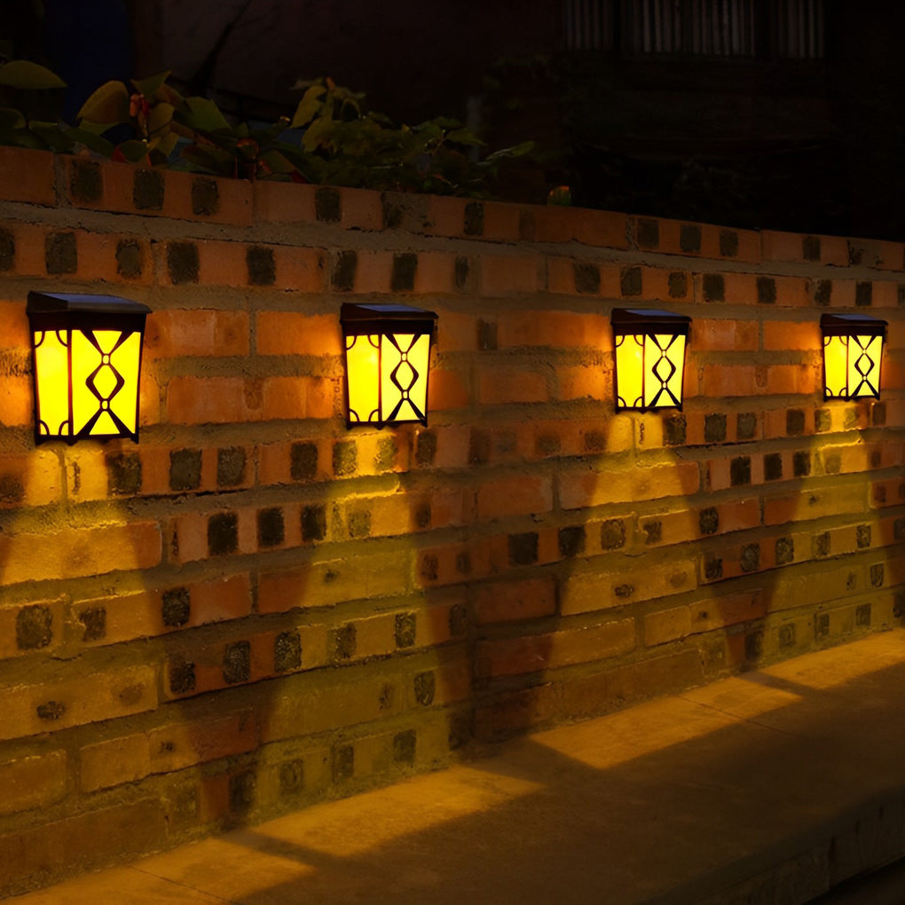 Black Solar Outdoor Wall Sconce, 2-Pack — RGB + Warm White LED, Motion Sensor, IP65 Weatherproof