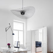 French Hat Fabric Chandelier — Metal Frame, E27, Adjustable, 23.6" or 31.5", Black / Brown / White