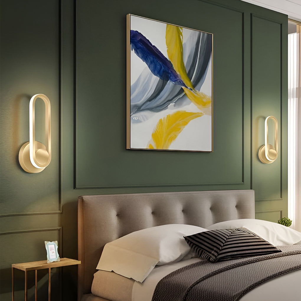 330° Rotatable Rounded-Rectangular LED Wall Sconce — Metal, Silicone Shade, Modern, Gold / Black / White
