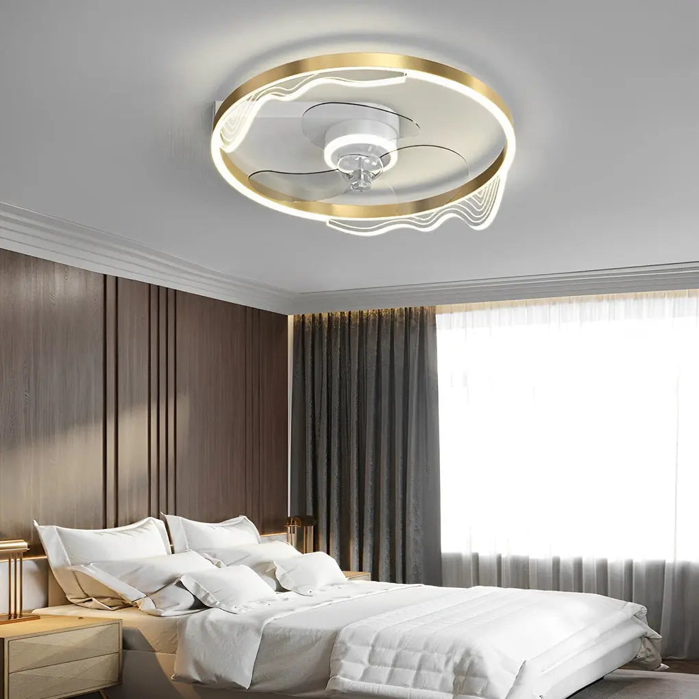 Modern Round Bladeless Ceiling Fan Lamp with Intelligent LED and Silent Operation Luxe