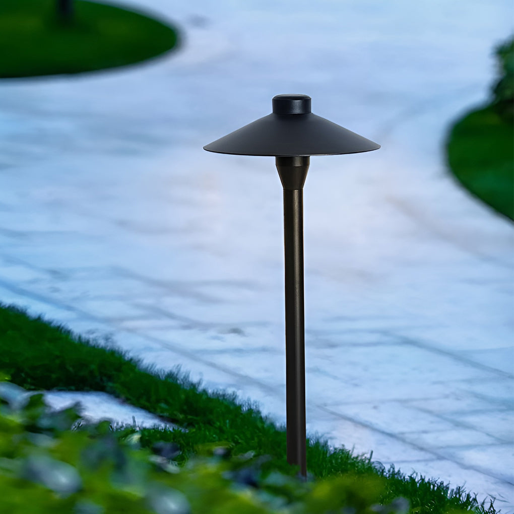 Mushroom Outdoor Path Light — Black Aluminum & Acrylic, LED 7W, 3000K, IP54, 8" Shade