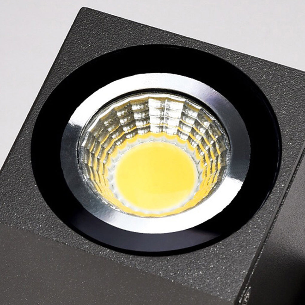 Square Adjustable Outdoor Wall Sconce — Black Aluminum, 5W COB LED, Motion Sensor, IP65, 3000K / 6000K