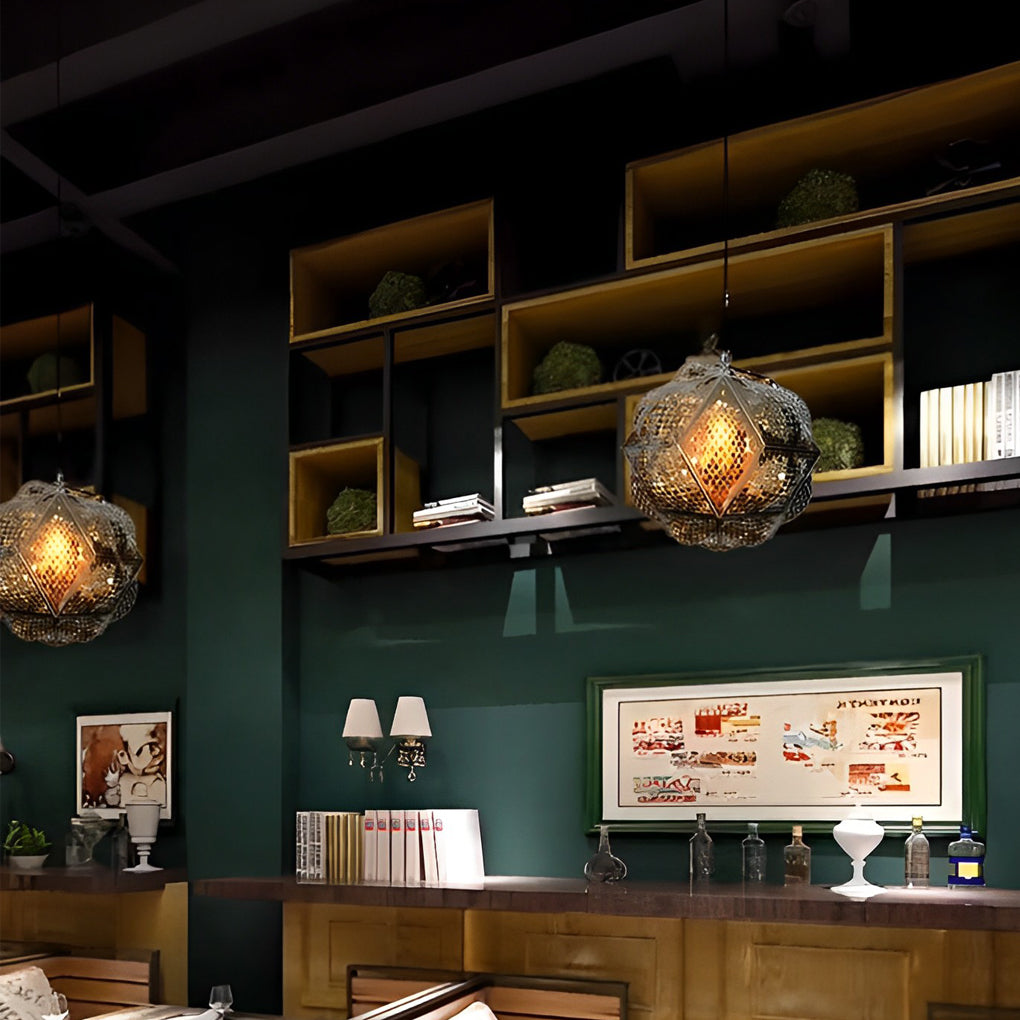 Postmodern Irregular Ball Chandelier — Stainless Steel, 3D Sculptural, Chrome or Gold, 12" or 17"