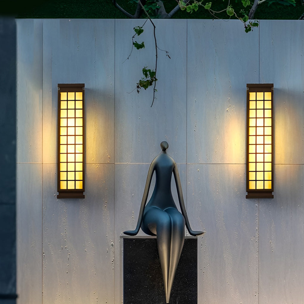 Rectangular Outdoor Wall Sconce — Stainless Steel & Imitation Marble, T5, Waterproof