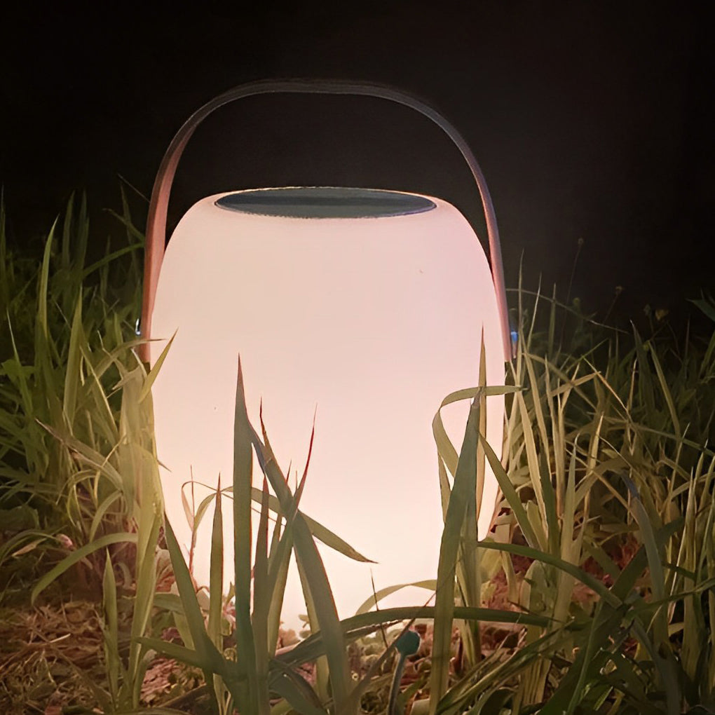 Modern Solar Portable Outdoor Lantern — PE with Wood Grain, LED 3000K, Waterproof
