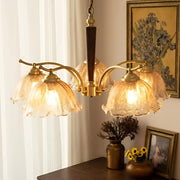 Retro Cracked Glass Chandelier — Copper, E27, Warm White 3000K, 3-Light or 5-Light, 28" Diameter