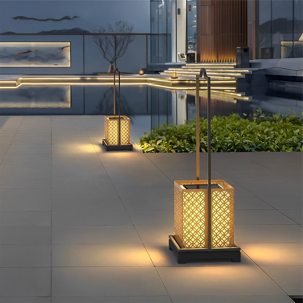 Modern Retro Portable Outdoor Lantern — Stainless Steel & PE, Solar / Hardwired, LED 3000K, IP65, Black