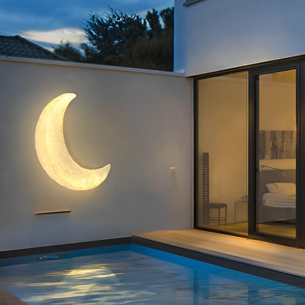 Moon Outdoor Wall Sconce — Resin, LED Warm White 3000K, Waterproof, 16" × 24"