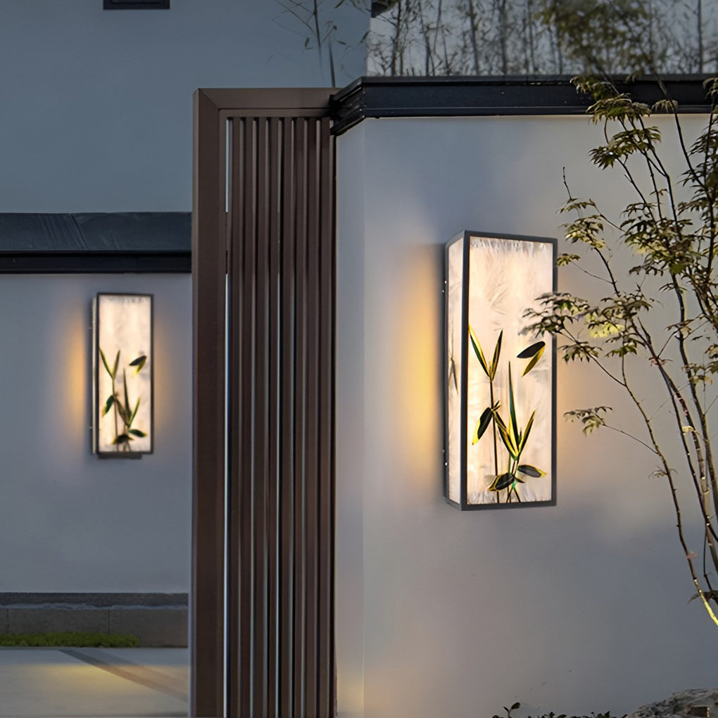 Vintage Floral Outdoor Wall Sconce — Galvanized Steel, Acrylic Shade, T5 LED, IP54 Weatherproof, 20" or 31"