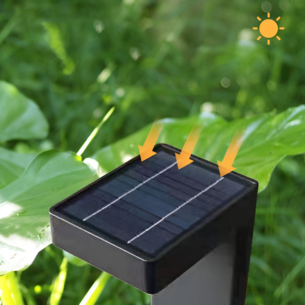 Solar Bollard Pathway Light — Die-Cast Aluminum and Glass, LED, Dusk-to-Dawn Sensor, IP65, 3000K Warm White