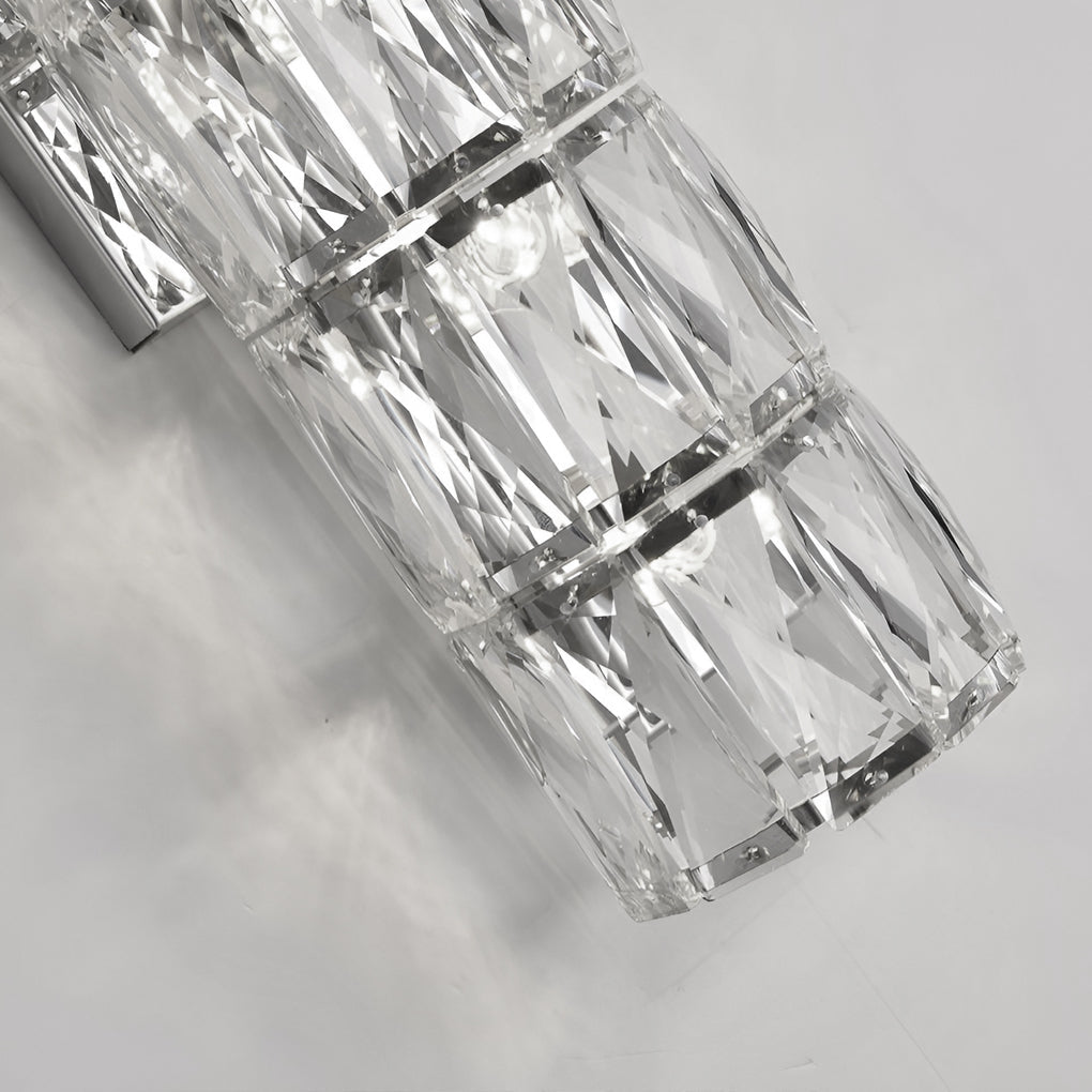 Cylindrical Crystal Wall Sconce — Stainless Steel, G9 Hardwired, Three-Step Dimming, 3-Light / 4-Light / 6-Light
