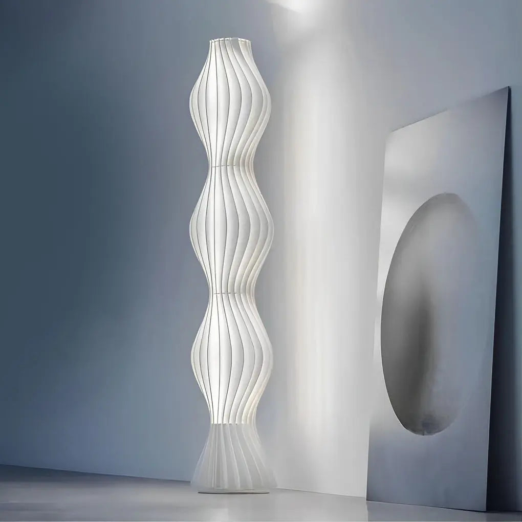 Contemporary Wavy Floor Lamp with Coastal LED Design Luxe