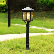 Retro Pavilion-Inspired Outdoor Post Light — Die-Cast Aluminum, Black, E27, Solar / Hardwired, IP23