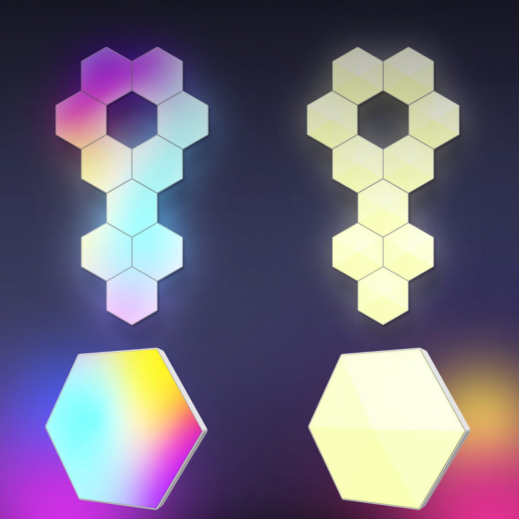 Hexagon Cellular RGBIC LED Wall Sconce Panels — Smart App & Remote Control, 4 Music Modes, 6W, 12V