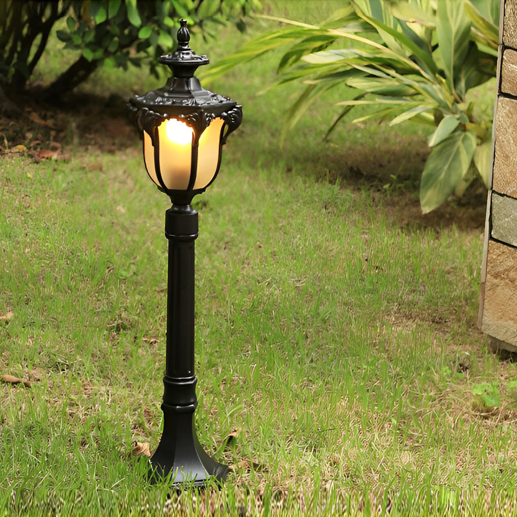 Traditional European-Style Outdoor Post Light — Die-Cast Aluminum and Glass, E27, IP65 Weatherproof, 31" Height