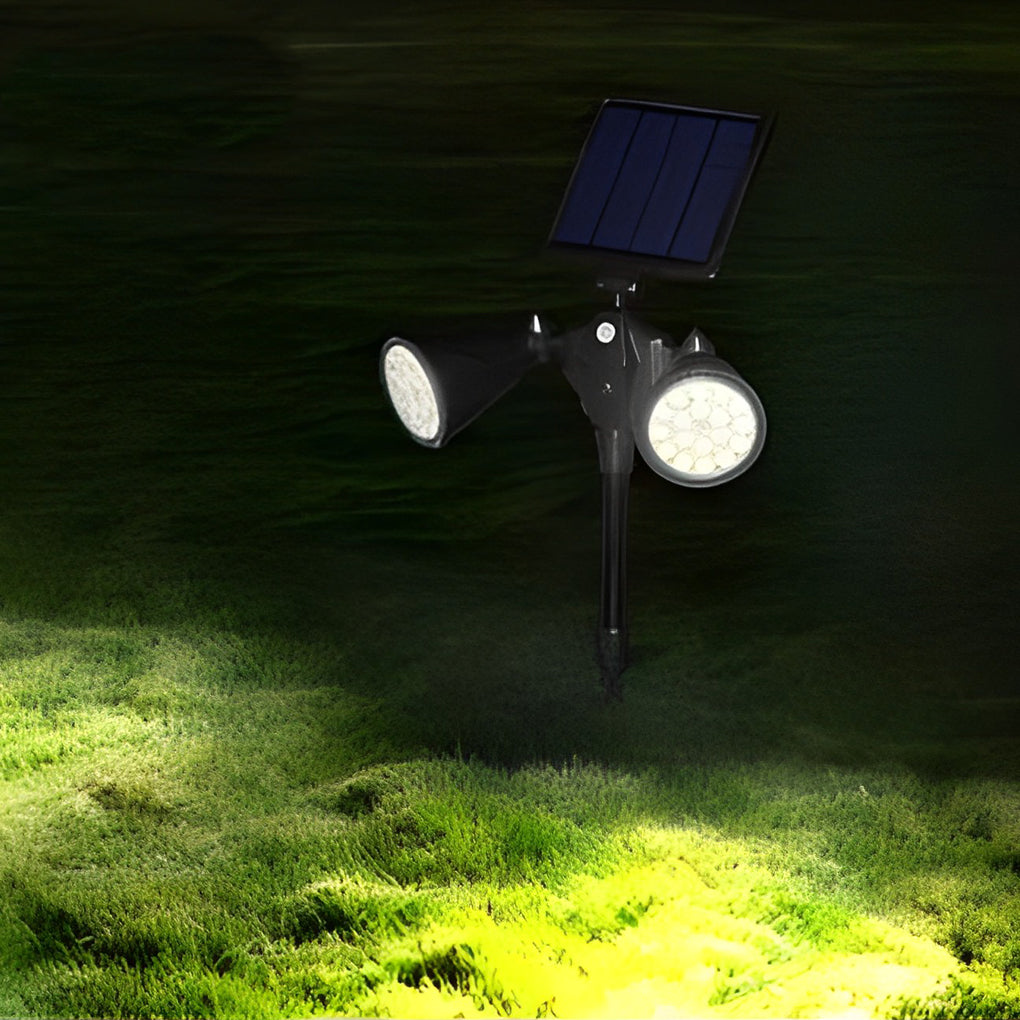 Solar Outdoor Spotlight, Set of 2 — Black ABS, LED, IP65, Motion Sensor, 4-Mode, 10-Hour Runtime