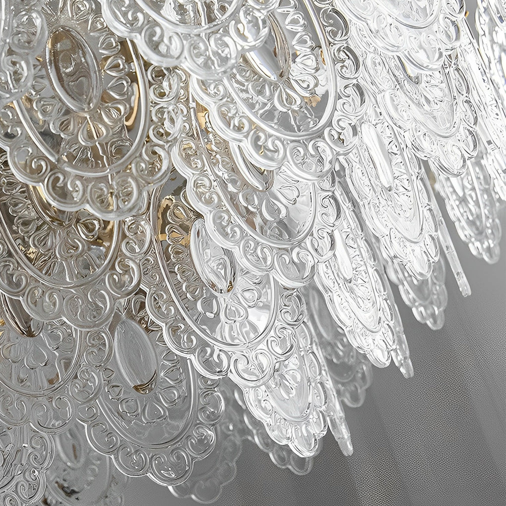 French-Style Glass Chandelier with Pearls — Electroplated Metal, LED, 3-Step Dimming, Hardwired
