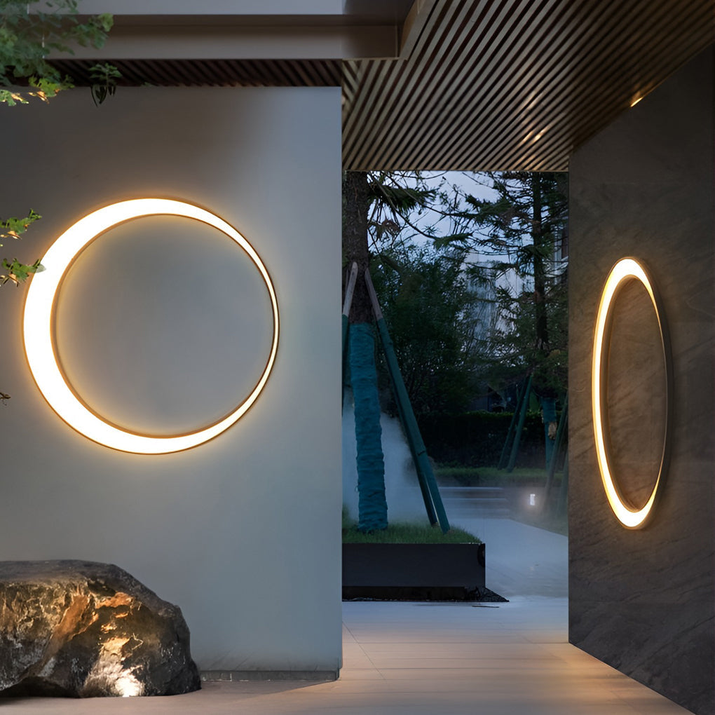 Circular Moon Outdoor Wall Sconce — Stainless Steel, LED, IP65 Weatherproof, 20W / 36W / 60W