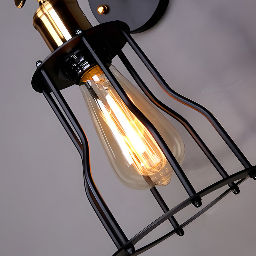 Adjustable Retro Industrial Wall Sconce — Iron and Copper, E27, Plug-In, Waterproof