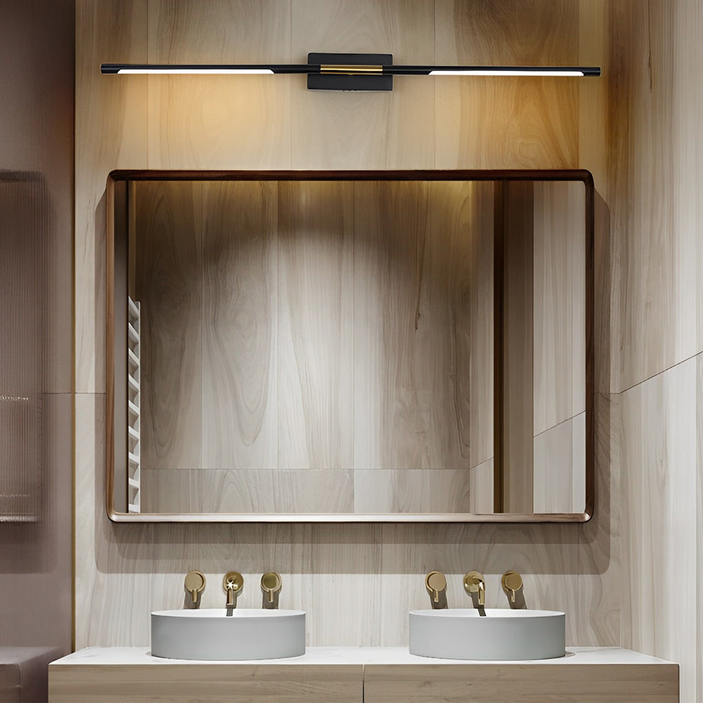 Linear LED Bathroom Vanity Light Bar — Black and Gold, Acrylic Shade, 23.6" or 39.4"