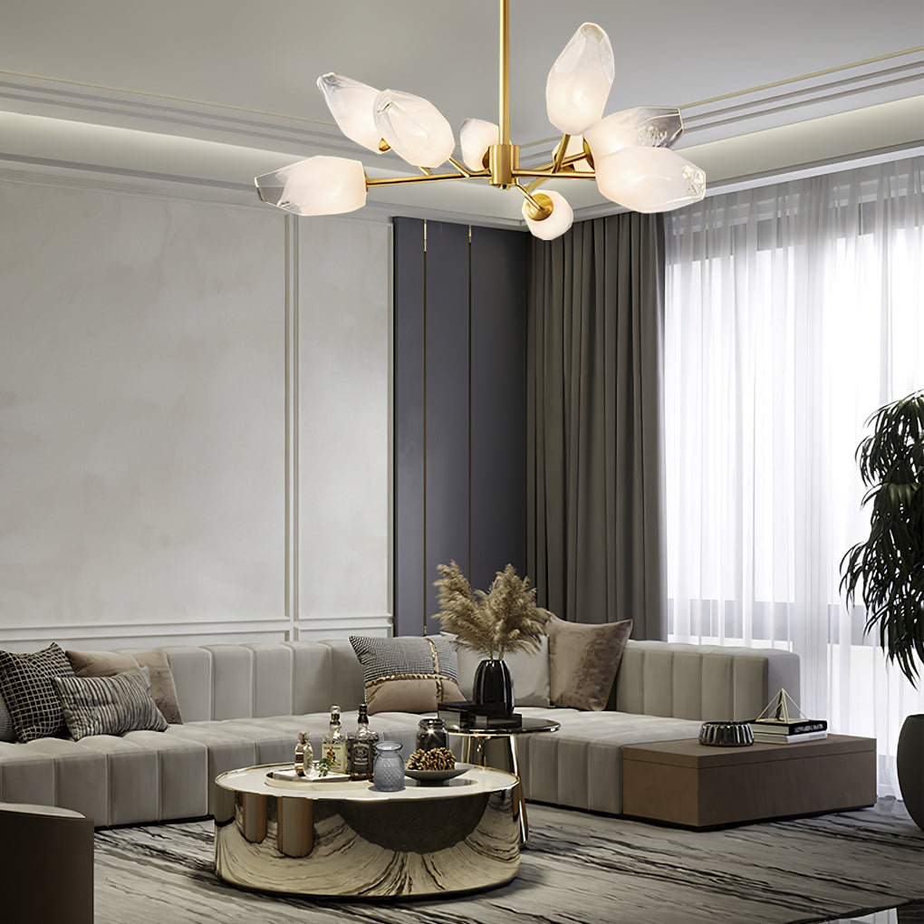 Molecular Glass Sputnik Chandelier — Electroplated Metal, Gold, G9, 3- to 18-Light, Dining Room