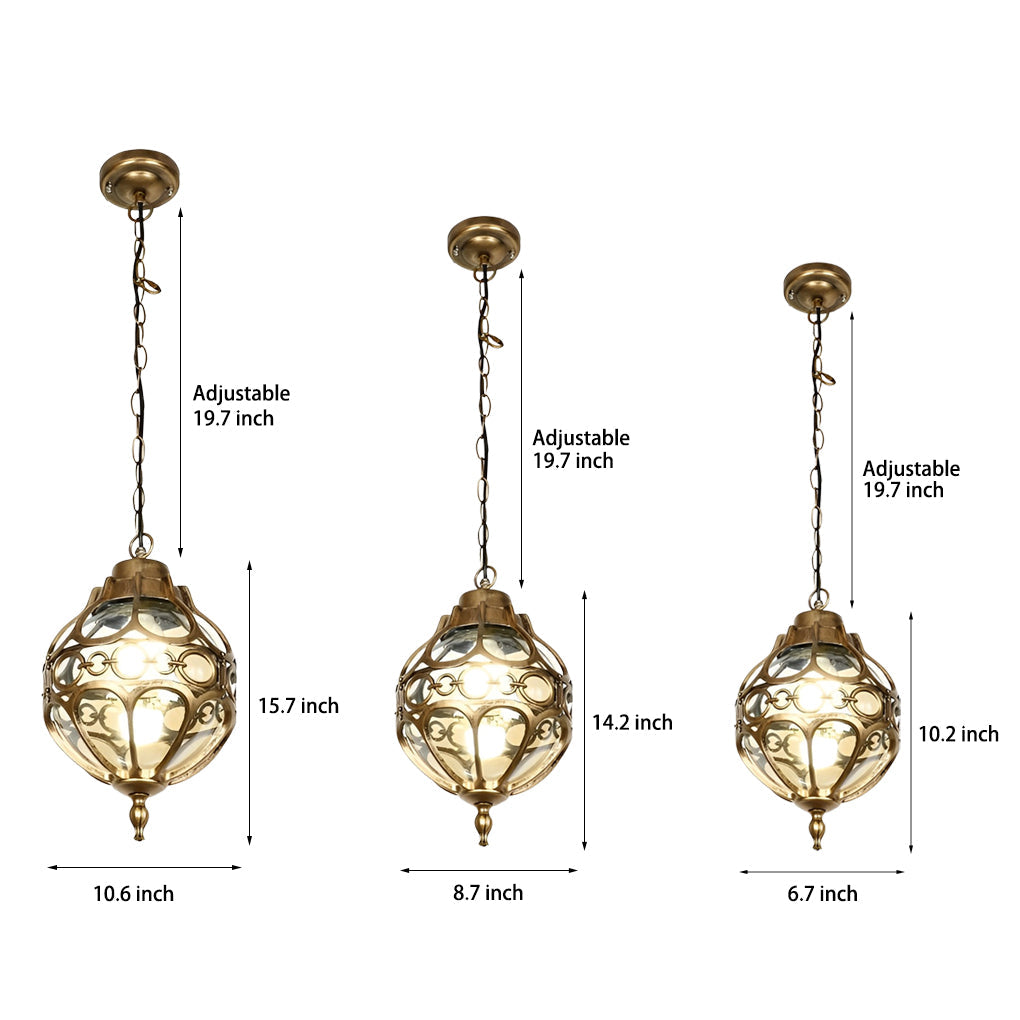 Retro Glass Ball Outdoor Hanging Chandelier — Aluminum, LED, IP54, 19.7" Adjustable Chain