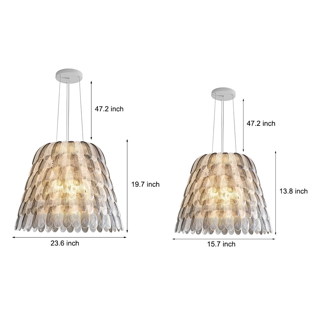 Feather Chandelier — Acrylic, E27, Three-Step Dimming (3000K/4500K/6000K), Gray or White