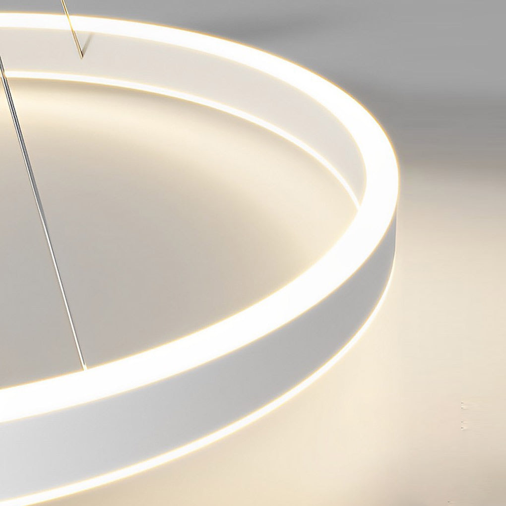 Rotating Ring Modern Chandelier — White Iron & Aluminum, LED, Three-Step Dimming, Remote Control, 20"