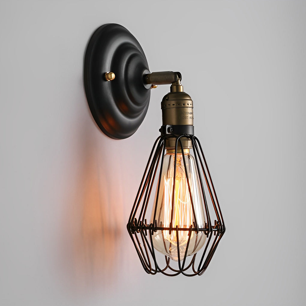 Adjustable Industrial Retro Wall Sconce — Black Iron, E27, Up/Down Directional, 7" × 11"