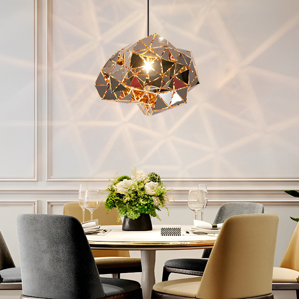 Postmodern Irregular Chandelier — Hollow Stainless Steel, Hardwired, Multiple Sizes