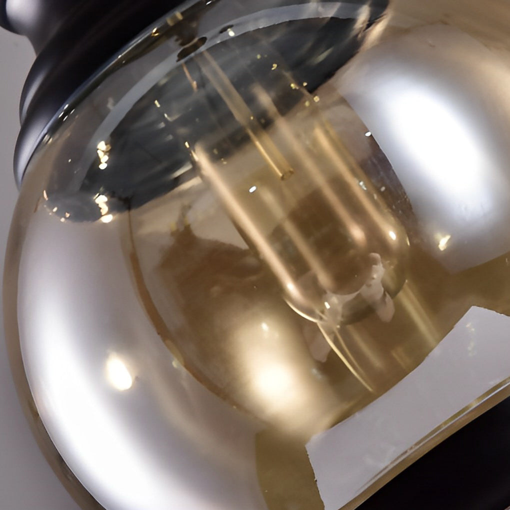 Industrial Mini Pendant — Retro Brown Glass Shade, E27, 3 Shape Options