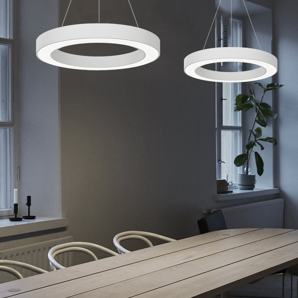 suspended round ring led pendant light for office and gym spaces