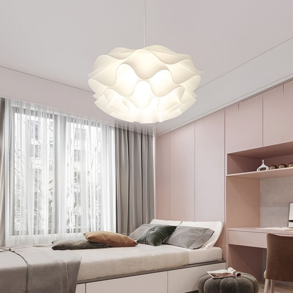 Flower-Shape Chandelier — White Acrylic, Three-Step Dimming LED, 3000K–6000K