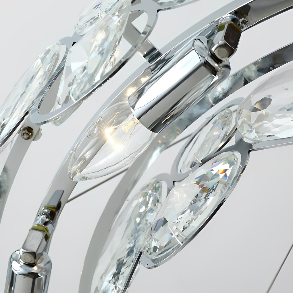 Round Bubble Crystal Chandelier — Electroplated Stainless Steel, Warm White 3000K, 20"–39" Dia.