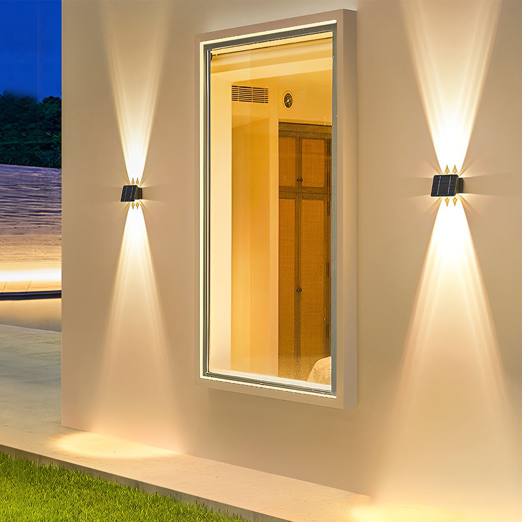 Modern Black Solar Up/Down Outdoor Wall Sconce — PVC & Acrylic, LED 3000K, IP54, 5W Panel