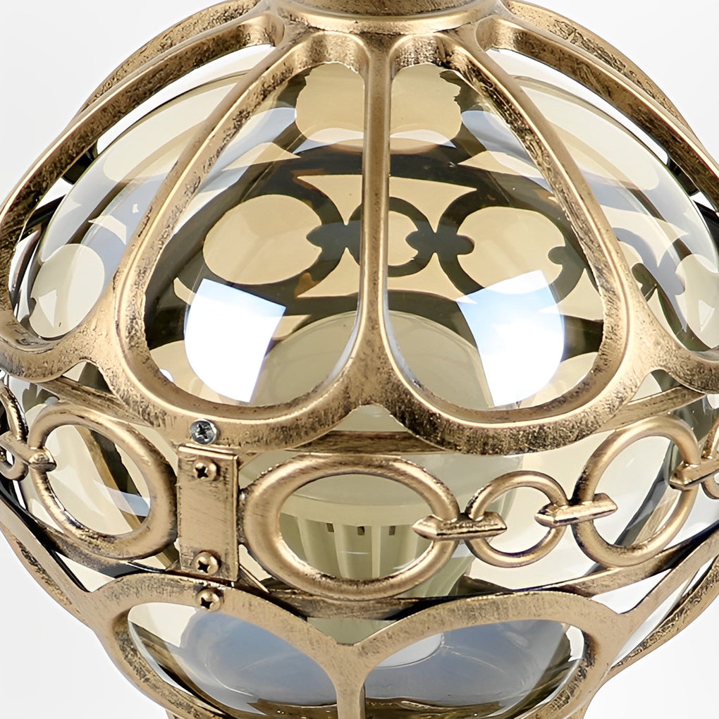 Round Ball Outdoor Pillar Light — Die-Cast Aluminum & Glass, LED E27, IP54 Weatherproof, Black or Bronze