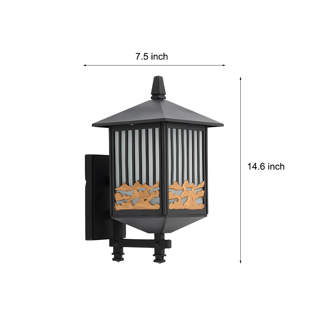 Modern Retro Outdoor Wall Sconce — Black, Die-Cast Aluminum, Frosted Glass, Solar/Wired, LED, 3-Step Dimming, Weatherproof