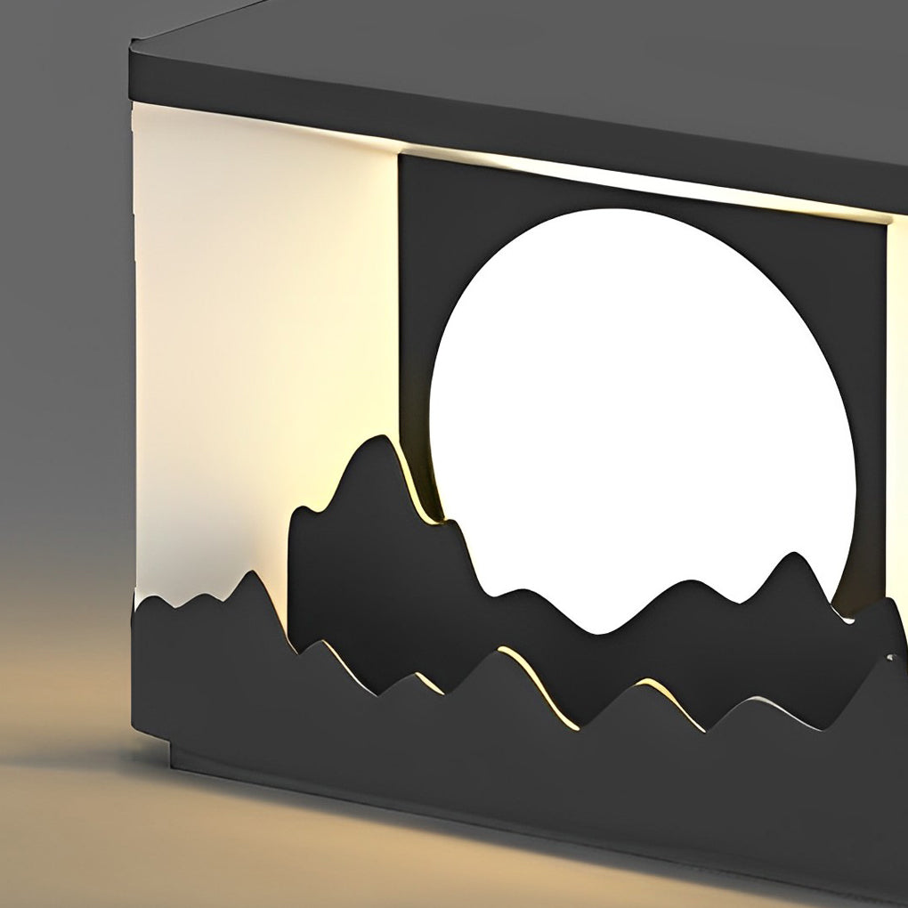 Mountain Scenery Solar Fence Post Cap Light — Stainless Steel & Acrylic, LED, IP65 Weatherproof, 3000K Warm White